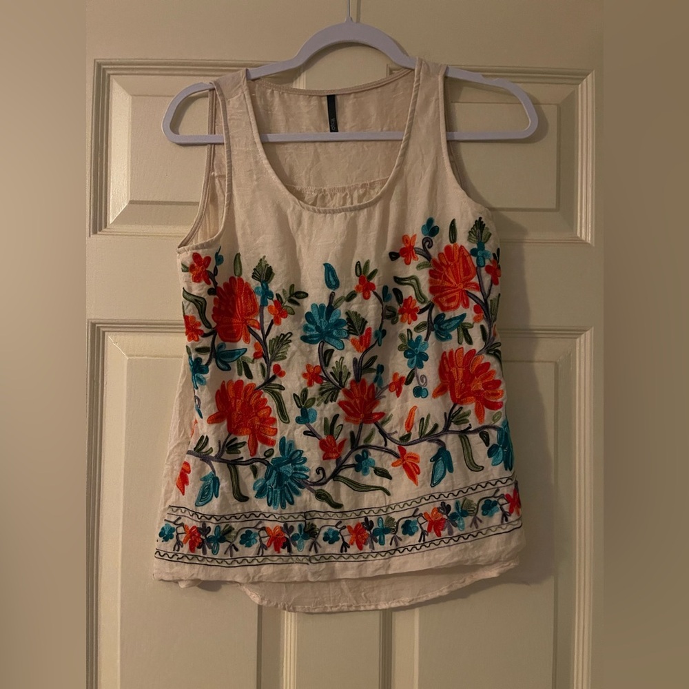 Embroidered Sleeveless Top